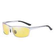 SX Mens Full Frame Aluminum-Magnesium Polarized Sunglasses, Sports Riding Night Vision Goggles (Color : Silver Frame)