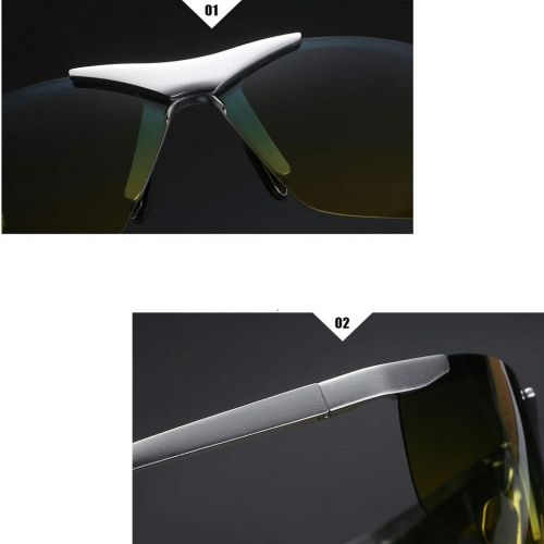  SX Mens Driving Aluminum-Magnesium Driving Sunglasses, Day and Night Sports Riding Glasses (Color : Silver Frame)