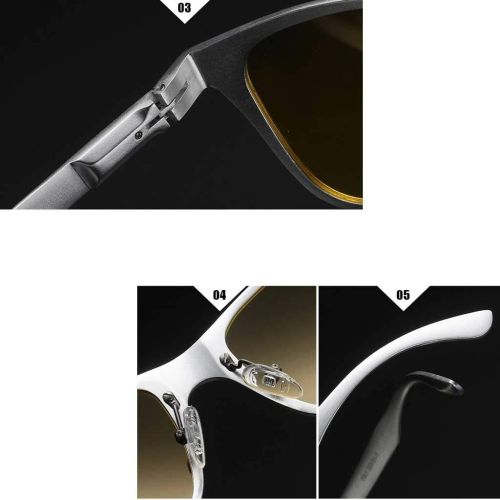  SX Aluminum-Magnesium Polarized Night Vision Goggles Driver Driving Outdoor Sports Fishing Cycling Sunglasses (Color : Silver Frame)