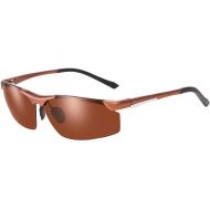 SX Aluminum-Magnesium Mens Polarized Sunglasses, Sports Driving Glasses (Color : Tea Frame)
