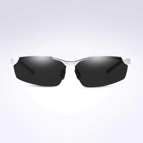  SX Aluminum-Magnesium Mens Polarized Sunglasses, Sports Driving Glasses (Color : Silver Frame)