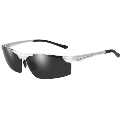  SX Aluminum-Magnesium Mens Polarized Sunglasses, Sports Driving Glasses (Color : Silver Frame)