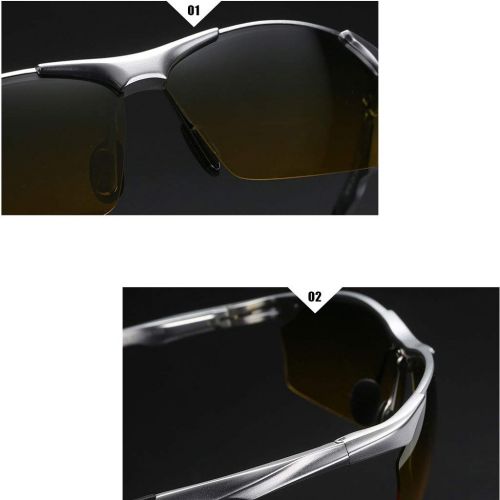  SX Mens Sunglasses Sports Driving Day and Night Dual-use Aluminum-Magnesium Alloy Polarized Goggles (Color : Black Frame)