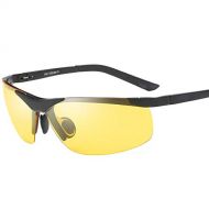 SX Mens Aluminum-Magnesium Alloy Polarized Night Vision Goggles, Glasses Anti-Glare High Beam Driving Mirror (Color : Black)