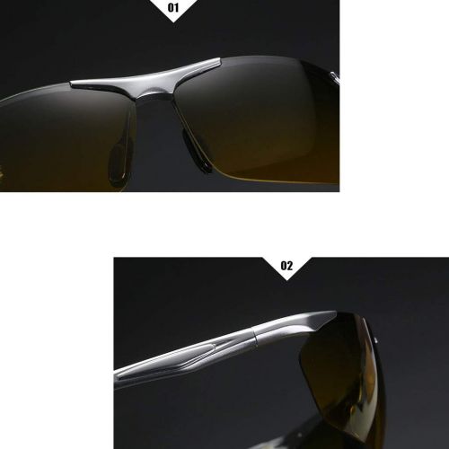  SX Mens Polarized Sunglasses Aluminum-Magnesium Alloy Aerial Frame Day and Night Sports Riding Glasses (Color : Black)