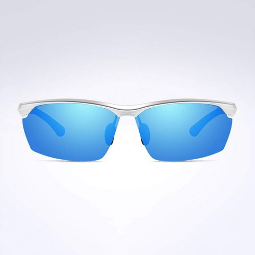  SX Aluminum-Magnesium Half-Frame Mens Polarized Sunglasses Riding Sports Mirror (Color : Ice Blue)