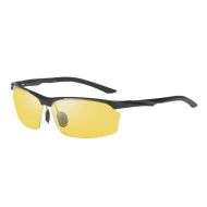 SX Mens Half Frame Aluminum-Magnesium Polarized Night Vision Goggles, Anti-Glare Anti-high Beam Driving Glasses (Color : Black)