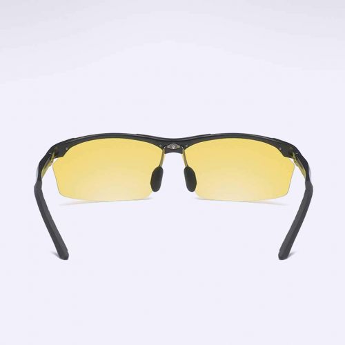  SX Mens Half Frame Aluminum-Magnesium Polarized Night Vision Goggles, Anti-Glare Anti-high Beam Driving Glasses (Color : Black)