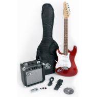 SX RST CAR LH Left Handed Red Electric Guitar Package with Full Size Electric Guitar, Amp, Carry Bag, and Instructional DVD