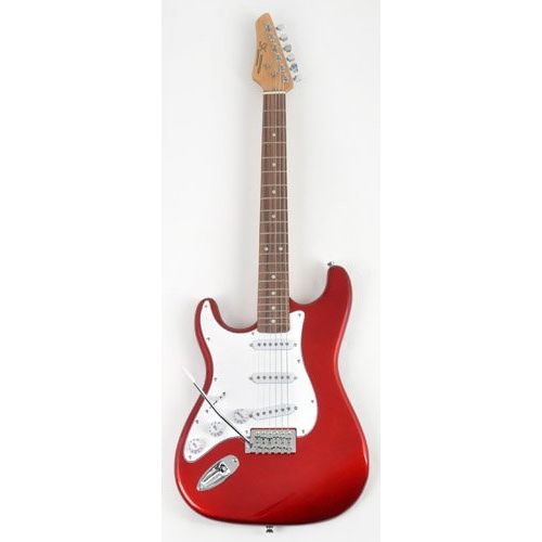  SX RST CAR LH Left Handed Red Electric Guitar Package with Full Size Electric Guitar, Amp, Carry Bag, and Instructional DVD