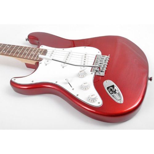  SX RST CAR LH Left Handed Red Electric Guitar Package with Full Size Electric Guitar, Amp, Carry Bag, and Instructional DVD