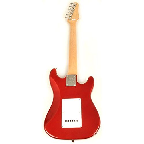  Left Handed Electric Guitar 12 Size (34 Inch) Red wPocket Amp, Carry Bag, Strap & On Line Video Lessons SX RST 12 CAR LH