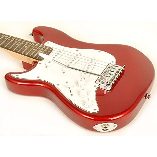  Left Handed Electric Guitar 12 Size (34 Inch) Red wPocket Amp, Carry Bag, Strap & On Line Video Lessons SX RST 12 CAR LH