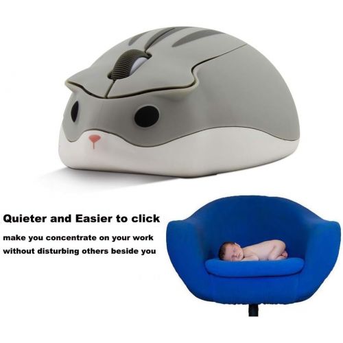  [아마존베스트]SXBan 2.4GHz Wireless Mouse Cute Hamster Shape Less Noice Portable Mobile Optical 1200DPI USB Mice Cordless Mouse for PC Laptop Computer Notebook MacBook Kids Girl Gift (Gray)