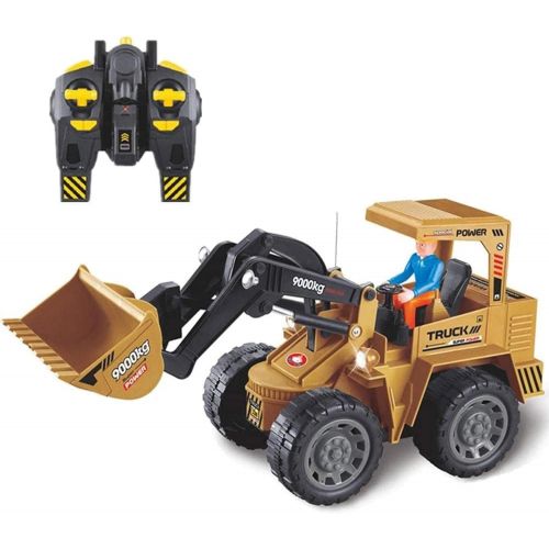  SXDYJ 10 Channel Full Functional Remote Control Front Loader Construction Tractor, Full Bulldozer Toy, 1:8 Scale Gift for 3 Year Old Boy