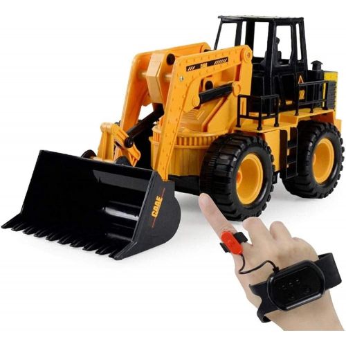  SXDYJ 6 Channel Full Functional Watch Sensor Remote Control Front Loader Tractor, Full Bulldozer Toy Can Dig Up to 3.5 Lbs, with Music Gifts (Color : A)