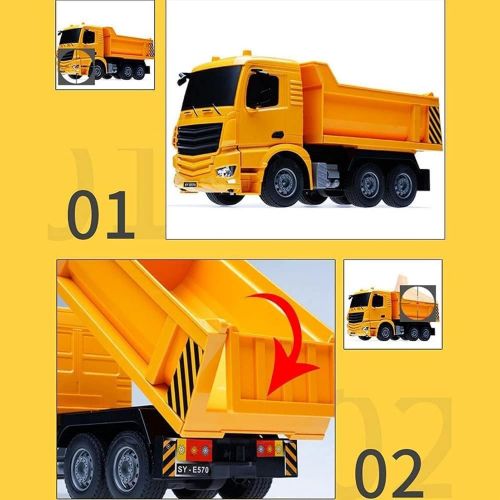  SXDYJ Remote Control Construction Dump Truck,Full Functional RC Dump Truck Toy Heavy Construction Vehicle with LED Lights Remote Control Model Toys