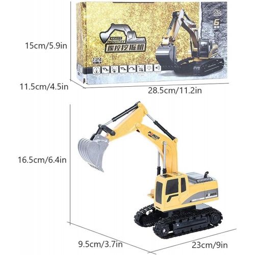  SXDYJ 1/24 Scale Remote Control Digger,Toy Digger 360°Rotating RC Construction Truck,Engineering Sand Digger Construction Vehicle Toy Cars for Kids