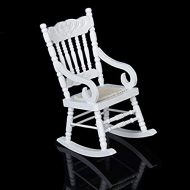 SXFSE Doll House Rocking Chair, 1:12 Scale Wooden Dollhouse Accessories Miniature Funiture Decor Model, Kids Play Toy