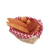 SXFSE Dollhouse Decoration Accessories,1/12 Mini Dollhouse Miniature Food Bread Toast with Basket Pretend Play Toy
