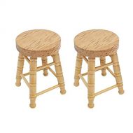 SXFSE Dollhouse Decoration Accessories, 2pcs 1/12 Mini Dollhouse Furniture Miniature High Stool Wooden Living Room Toy