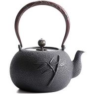 SXFYWYM Large Stovetop Safe Cast Iron Tea Kettle, Japanese Floral Design Teapot for Wood Stove Induction Cooker And Gas Stove, Tea kettle for Stove top