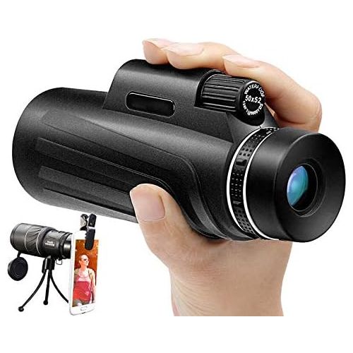  [아마존베스트]SXMY Monocular Telescope, 50 x 52 Telescope with Smartphone Adapter Tripod Ultra HD Multi-Coated Waterproof BAK4 Prism for Wildlife Bird Watching Camping Travelers