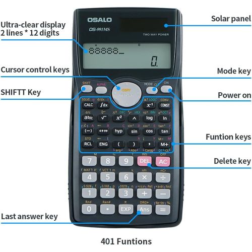  SXTBWFY Scientific Calculator 401Funtions with Case, Financial Calculators Large Display for School, Battery Solar Calculadora Cientifica for Students, Construction, Statistics, Engineerin
