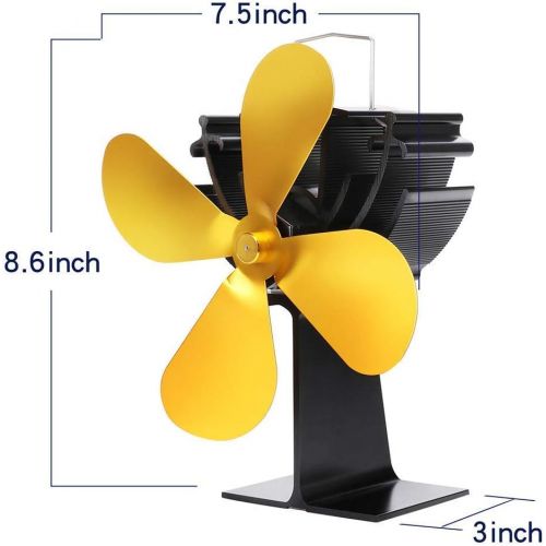  SXYZTDF 4 Blade Stove Fan Heat Driven Fan for Wood Wood Burners or Fireplace Quiet Design Circulates Warm Heated air Environmentally Friendly and economical