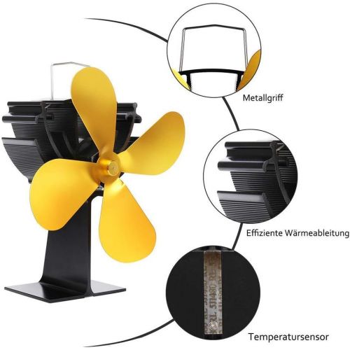  SXYZTDF 4 Blade Stove Fan Heat Driven Fan for Wood Wood Burners or Fireplace Quiet Design Circulates Warm Heated air Environmentally Friendly and economical