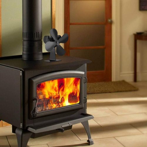  SXYZTDF Fireplace Fan 4 Blade Stove Fan Silent Log Wood Burner Heat Powered Stove Fan for fireplaces Environmentally Friendly Circulation (Black)