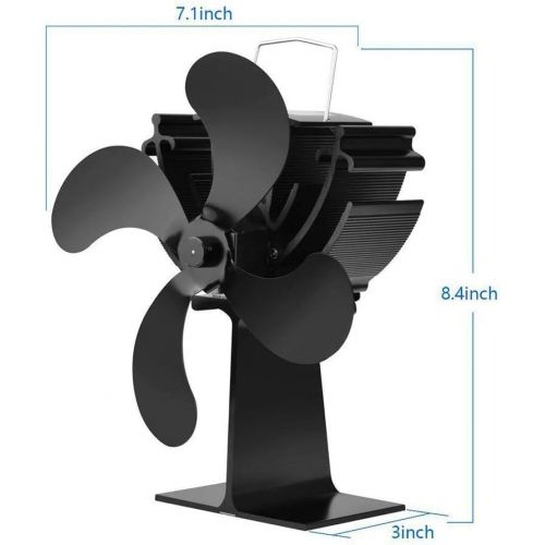  SXYZTDF Thermal Power Fan Fireplace Fan 4 Blade Fan Heater with Fireplace for Wood Burning stoves Environmentally Friendly and efficient Fan (Black)