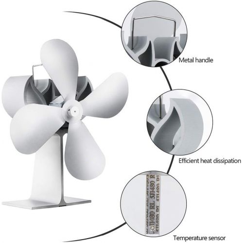  SXYZTDF Fireplace Fans Heat Driven Stove Fan for Wood Burners 4 Blade Wood Stove Fan Environmentally Friendly and economical for efficient Heat Distribution White