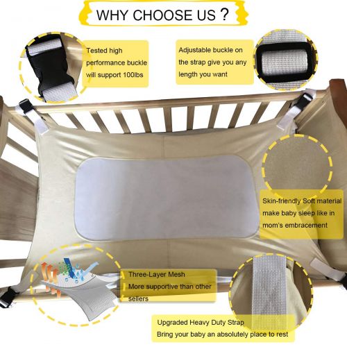  SYITCUN Baby Hammock for Crib Mimics Womb Newborn Bassinet Strong Material Upgraded Safety Measures...