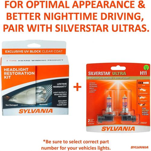  SYLVANIA - Headlight Restoration Kit - 3 Easy Steps to Restore Sun Damaged Headlights With Exclusive UV Block Clear Coat, Light Output and Beam Pattern Restored, Long Lasting Prote