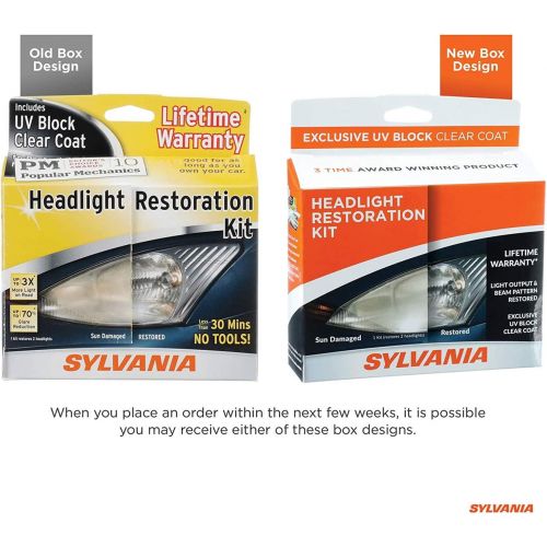  SYLVANIA - Headlight Restoration Kit - 3 Easy Steps to Restore Sun Damaged Headlights With Exclusive UV Block Clear Coat, Light Output and Beam Pattern Restored, Long Lasting Prote