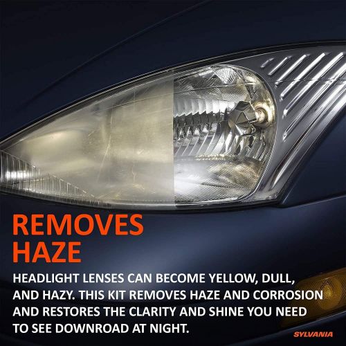  SYLVANIA - Headlight Restoration Kit - 3 Easy Steps to Restore Sun Damaged Headlights With Exclusive UV Block Clear Coat, Light Output and Beam Pattern Restored, Long Lasting Prote