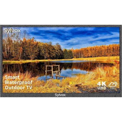  SYLVOX 43 inch Outdoor TV, Smart TV Waterproof 4K LED Outdoor Television with Dual Speakers, Ultra-Thin High Resolution, Support Bluetooth & Wi-Fi, Deck Series Suitable for Partial