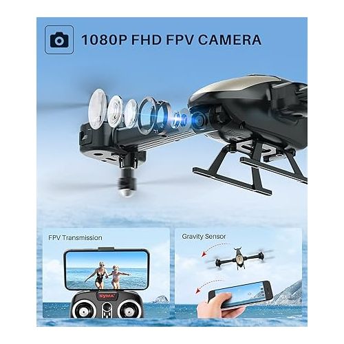 시마 Helicopter Drone with Camera for Adults 1080P HD FPV Cameras, SYMA Remote Control Helicopters Toys for Boys Girls with Flight Route Mod, Altitude Hold, Headless Mode, 3D Flips and 2 Batteries