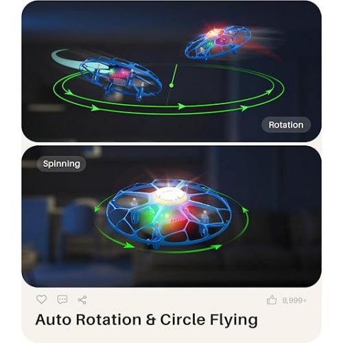 시마 SYMA RC Drone with LED Lights, Pocket Quadcopter with Full Propeller Guard Headless Mode Rotary Ascent, Lightweight Easy to Fly Mini Airplane Gift for Adults Boys Girls