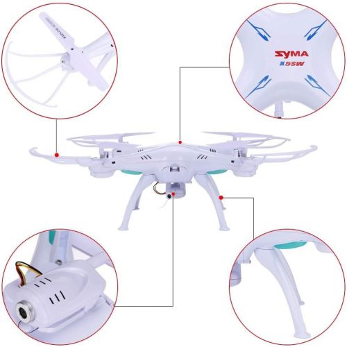 시마 Syma X5SW FPV Explorers2 2.4Ghz 4CH 6-Axis Gyro RC Headless Quadcopter Drone UFO with 3MP HD Wifi Camera (White)