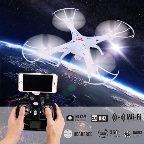 시마 Syma X5SW FPV Explorers2 2.4Ghz 4CH 6-Axis Gyro RC Headless Quadcopter Drone UFO with 3MP HD Wifi Camera (White)