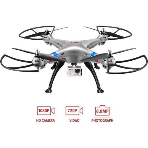 시마 Syma X8G Headless 2.4Ghz 4CH RC Quadcopter with 8MP HD Camera (Silver)