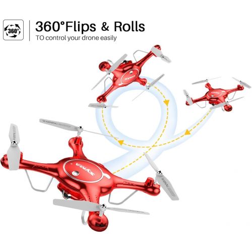 시마 SYMA DoDoeleph X5UW WiFi FPV 720P HD Camera Quadcopter Drone with Flight Plan Route App Control and Altitude Hold Red