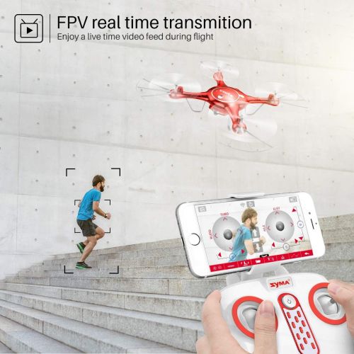 시마 SYMA DoDoeleph X5UW WiFi FPV 720P HD Camera Quadcopter Drone with Flight Plan Route App Control and Altitude Hold Red