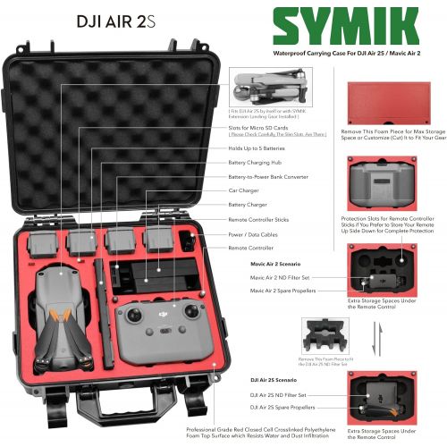  [아마존베스트]SYMIK A310-MA2 Waterproof Hard Carrying Case for DJI Mavic Air 2 Drone/Fly More Combo; Rugged Professional Case with Complete Protection