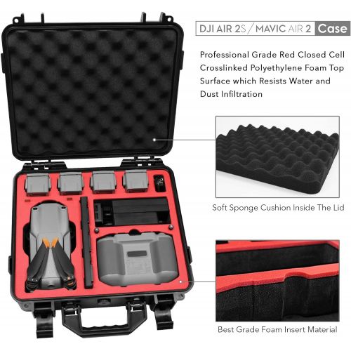  [아마존베스트]SYMIK A310-MA2 Waterproof Hard Carrying Case for DJI Mavic Air 2 Drone/Fly More Combo; Rugged Professional Case with Complete Protection