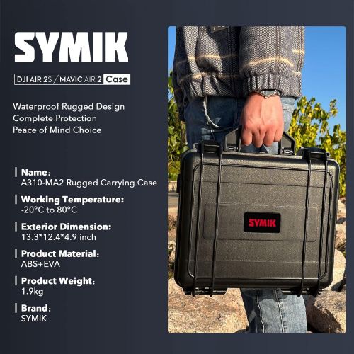  [아마존베스트]SYMIK A310-MA2 Waterproof Hard Carrying Case for DJI Mavic Air 2 Drone/Fly More Combo; Rugged Professional Case with Complete Protection