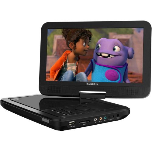  [아마존베스트]SYNAGY 10.1 Portable DVD Player CD Player with Swivel Screen Remote Control Rechargeable Battery Car Charger Wall Charger, Personal DVD Player(Black)