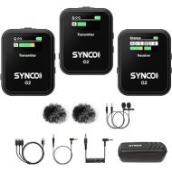 SYNCO Wireless Lavalier Microphone G2(A2), 2.4G Dual Channel Lapel Microphone for Vlogging, Streaming, YouTube, DSLR, Smartphone, Tablet - Compact, Long Battery Life